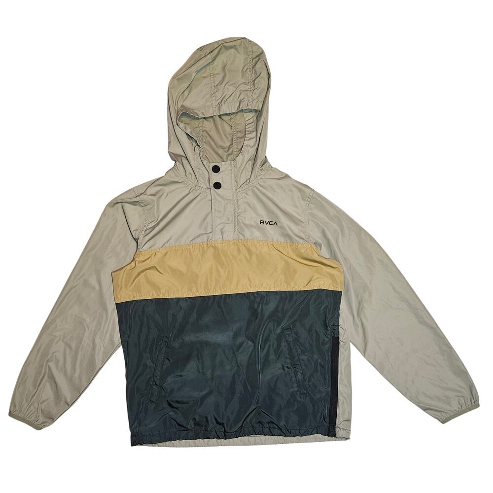 RVCA Packable Anorak Jacket Boys L Youth GDS0 Meyer Colorblock Hood Windbreaker